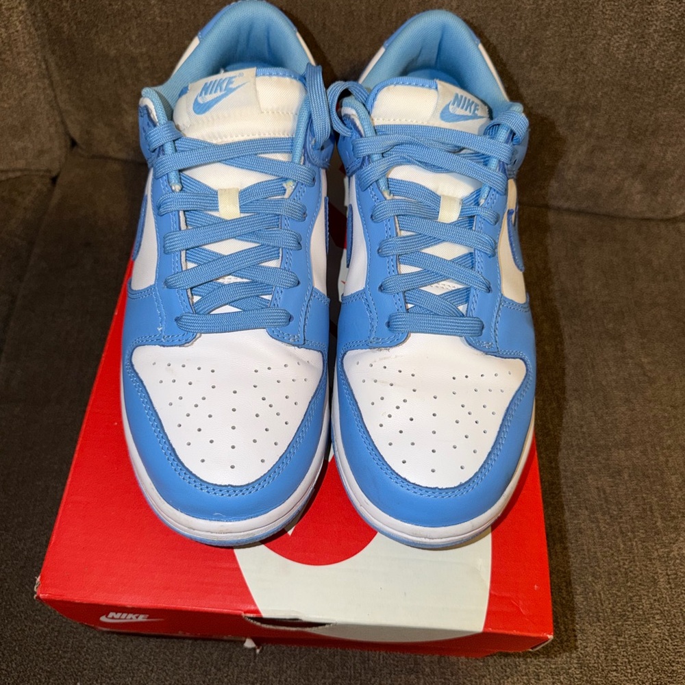 Nike Dunk Low-Top UNC Sneakers in White and University Blue